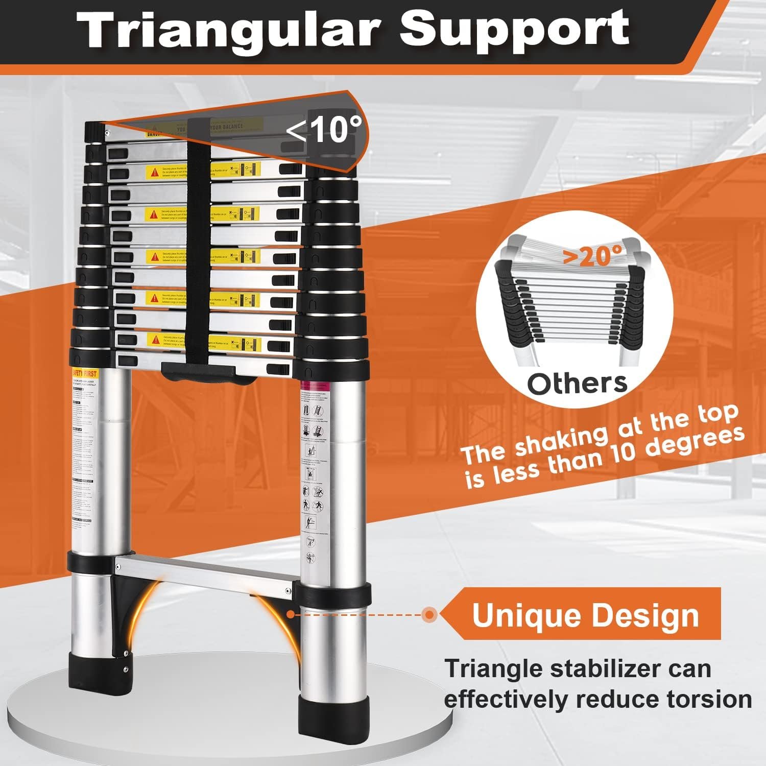 Telescoping Ladder - Max 18.5 FT (5.6 meters) & 400 lbs (181 kg)